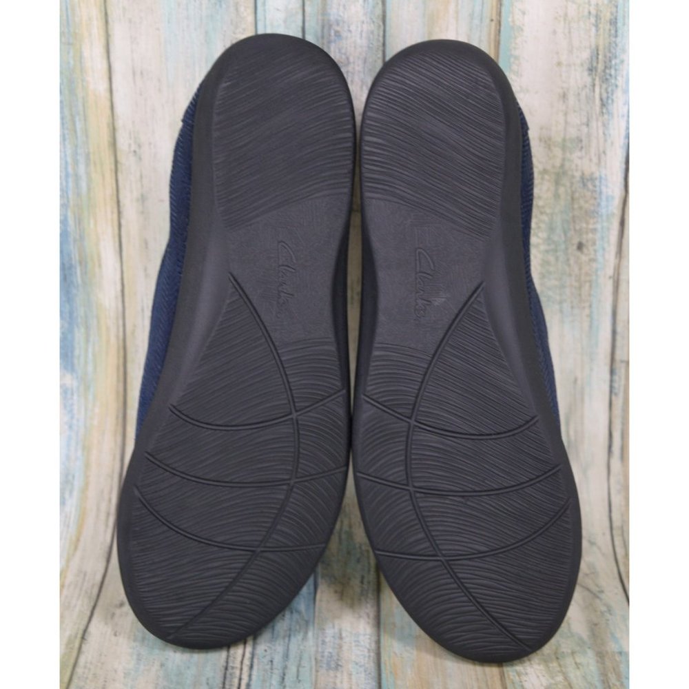 Clarks Sillian Jetay Loafers Size 11 Cloudstepper Flats Navy Blue Herringbone - Picture 5 of 11